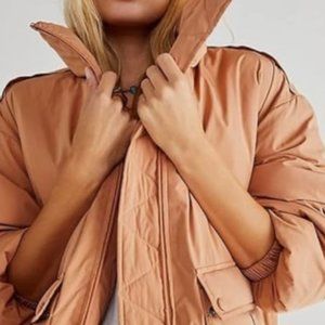 Free People Duvet Bomber Jacket in Doe, Size Medium